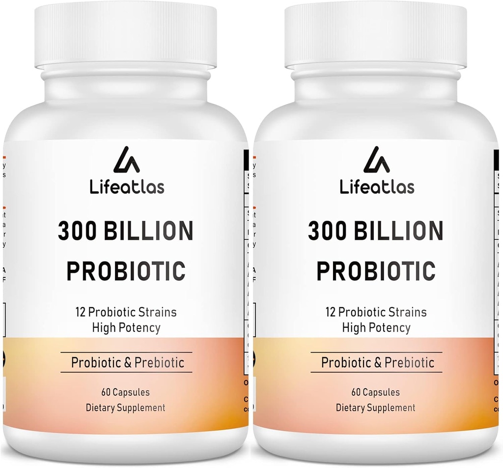 300 miljarder CFU Probiotika - Probiotika för kvinnor och män, 12 Probiotiska Stammar Plus Prebiotic, Max Potent för övergripande Digestive & Gut Health, Immune Support, Shelf Stable - 120 kapslar