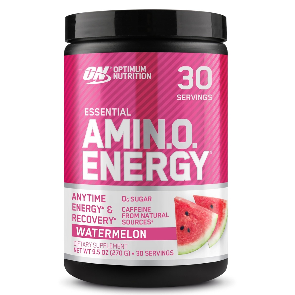Optimum Nutrition Amino Energy - För träning med grönt te, BCAA, Aminosyror, Keto Friendly, Green Coffee Extract, Energy Powder - Vattenmelon, 30 portioner (Packaging May Vary)