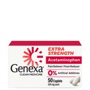 Genexa Clean Acetaminophen 500mg Extra Strength, Dye Free Pain Reliever Fever Reducer, 0% Artificiella tillsatser, Smärtmedicin för vuxna, lindrar huvudvärk, Backache, Mindre artrit smärta, 50 tabletter