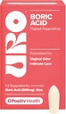 O Positiv URO Boric Acid Vaginal Suppository - med Lactic Acid och Aloe för snabb lindring och vaginal luktkontroll - Vegan, fri från parabener, dör och dofter - 12 greve (Pack av 1)