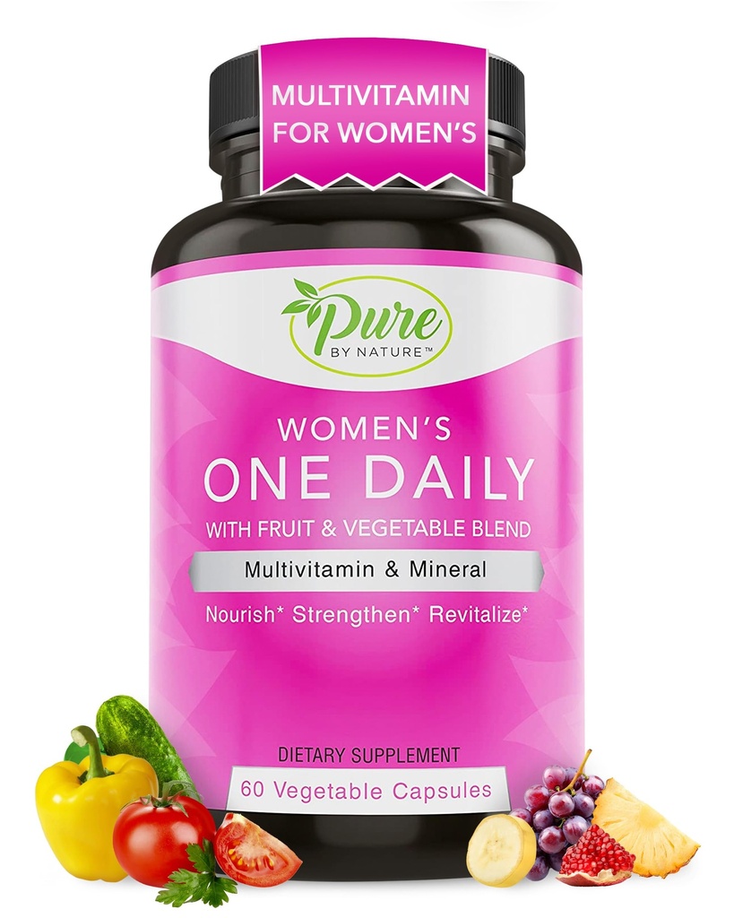 Rent av naturen One-Daily Multivitamin för kvinnor, Immune Support Supplement med icke-GMO Ingredient, Vitamin & Minerals för energi, 60 Veggie Capsules