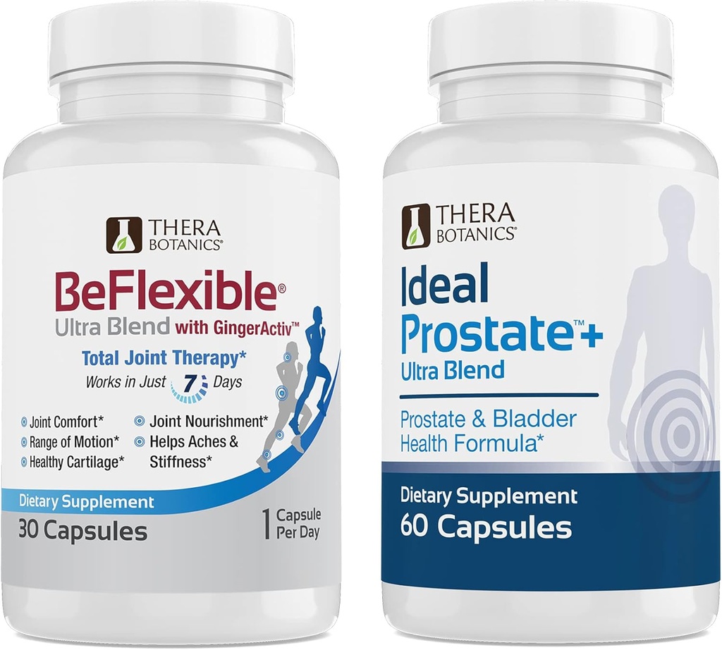 Therabotanics BeFlexible Ultra Joint Support Supplement och Ideal Prostate Ultra Powerful Prostate Supplement för Män * Bundle