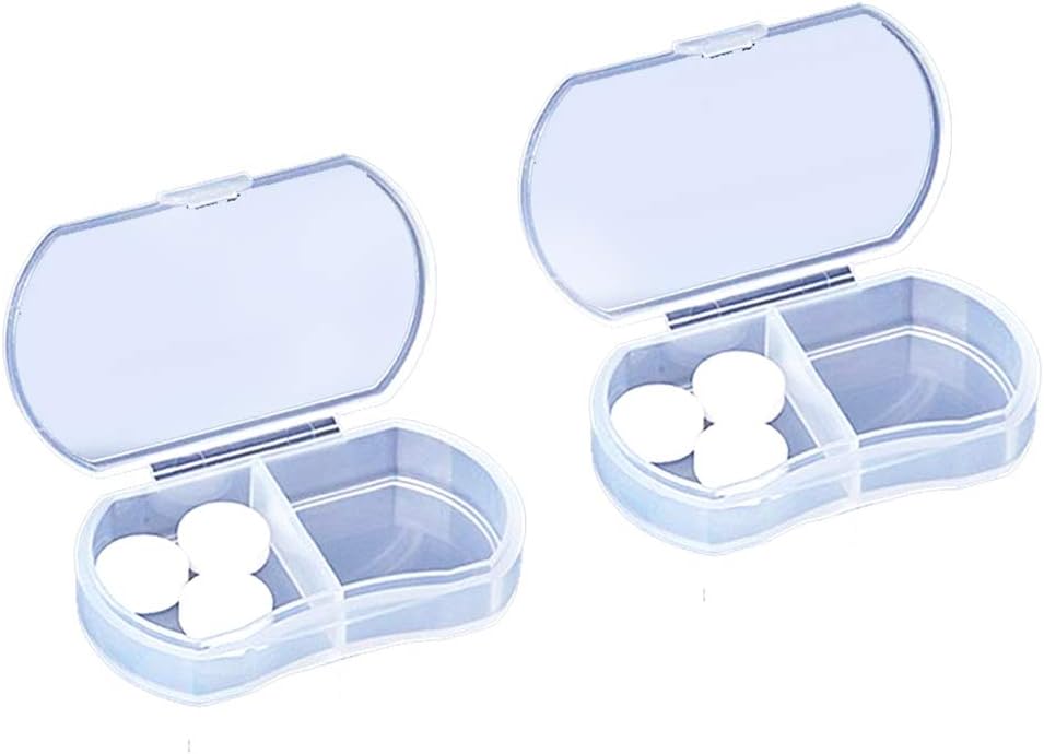 2PCS Pill Case Organizer, Daily AM & PM Containers, Medicine Holder, idealisk för medicinering, vitamin, tillägg, perfekt för resor, idealisk för väska (vit)