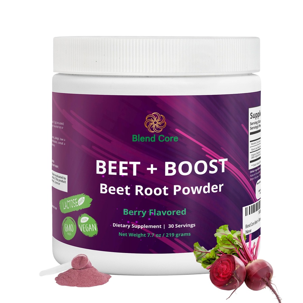Beet + Boost Organic Beet Root Powder - Berry smaksatt Beetroot Powder med Acai, Stevia, Vitamin C, Micro Ingredients Beet Juice Powder, Pre Workout för friidrott, Vegan, Non-GMO