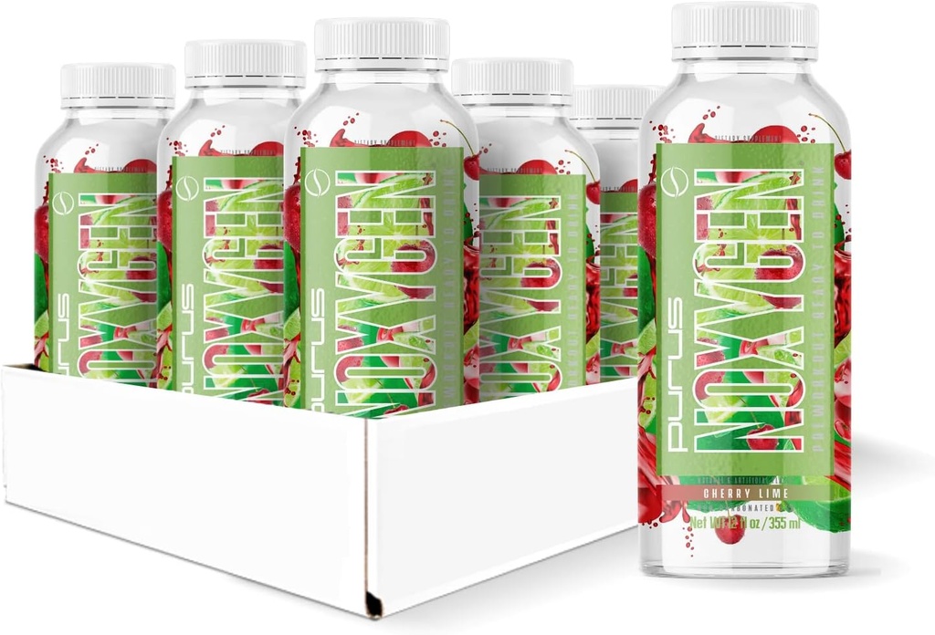 Purus Labs NOXygen redo att dricka (RTD) Pre-Workout | Pump, Energy & Performance | 0 Sugars | 200mg koffein | Pack med 12 (Cherry Lime)