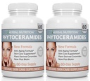 Phytoceramides Rice Baserat med Biotin Anti Aging Supplement, Wrinkle Remover och Facial Moisturizing med Phytoceramides Vitamin A, C, D och E, Two Bottle Pack, 120 kapslar 40mg, Gluten Free