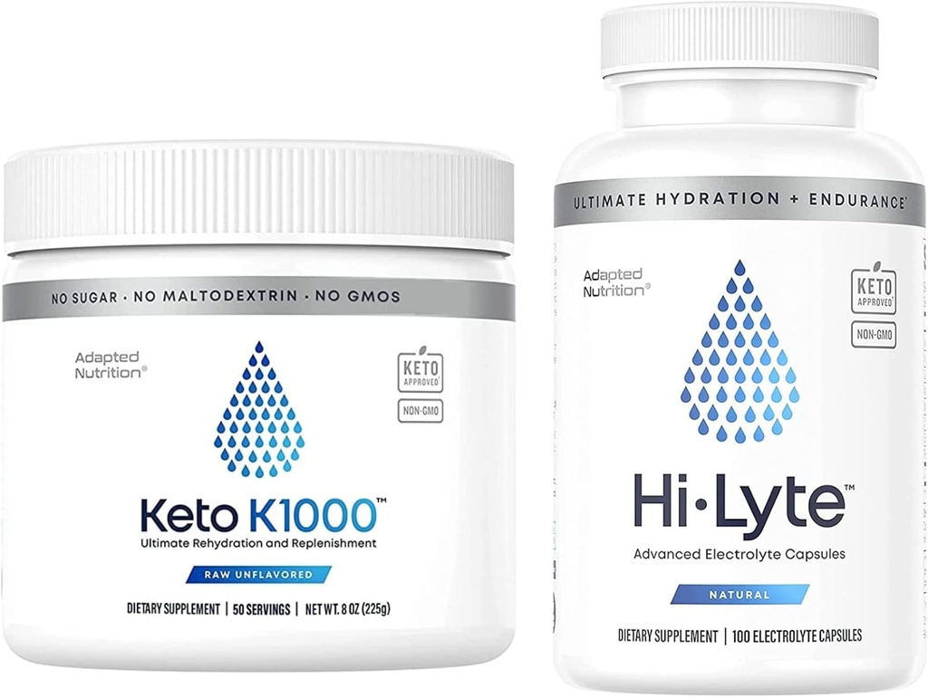 Hi-Lyte Keto K1000 Electrolyte Powder | Hydration Powder Drink Mix | Raw Mineral Flavor, No Stevia | 50 Servings | Plus Electrolyte Replacement Capsules för snabb rehydrering