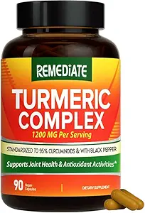 Gurkmeja Curcumin, 1200 mg gurkmeja Root Extract & Powder, Standardiserad till 95% Curcuminoids, High Potency Joint Health Support, Förbättrad Absorption med Black Pepper, 90 Vegan Caps