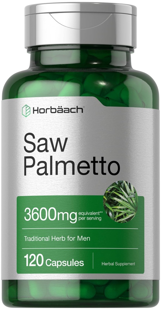 Horbäach Saw Palmetto Extract | 120 kapslar | Non-GMO och Gluten Free Formel | från Saw Palmetto Berries