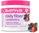 Belli Welli Fiber Supplement för kvinnor och män - Premium Daily Fiber Powder från organisk Acacia med tillsatt Collagen, Electrolytes & Probiotics - No Bloat, Constipation & Gut Health Support (Wild Berry)