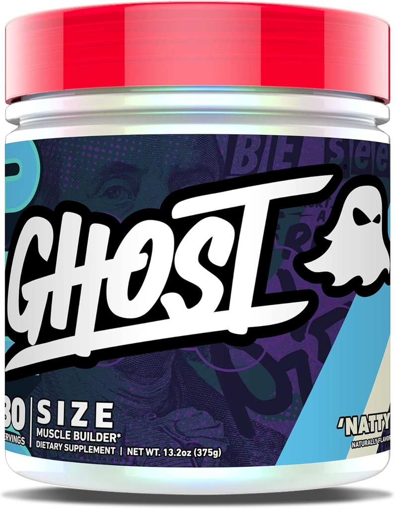 GHOST Size Muscle Builder Dietary Supplement - Natty, 30 Servings - Muscle Growth and Strength Building Supplements for Men & Women - Kreatin, Betaine & Beta-Alanine - Fri från Sugar & Gluten, Vegan
