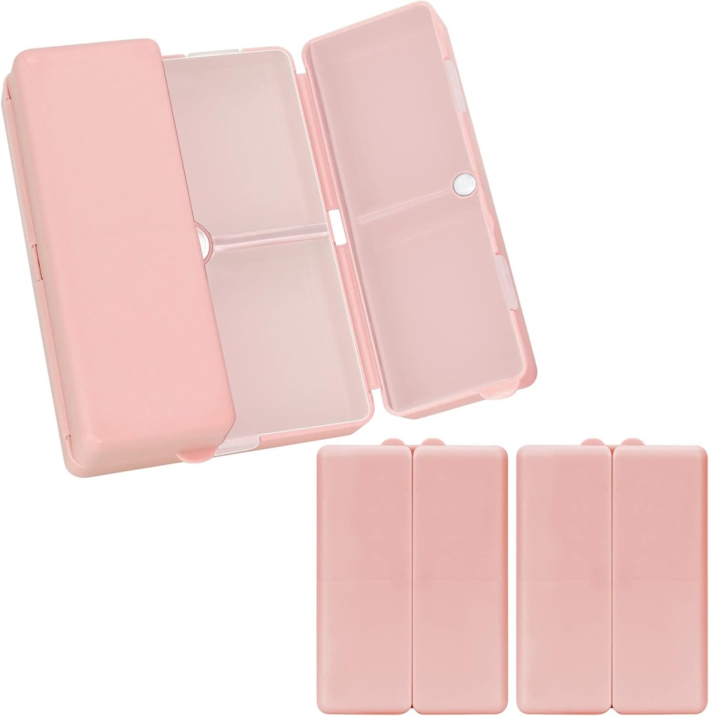 FYY Daily Pill Organizer, 2 Pcs 7 Compartments Portable Pill Case Travel, Folding Design Pill Box för handväska ficka för att hålla vitaminer,Cod Liver Oil, Tillskott och Medication-Pink