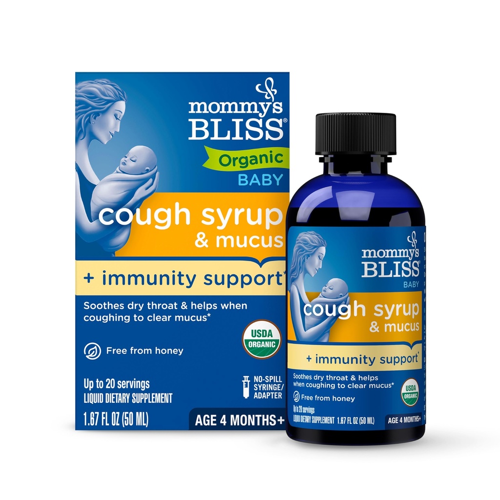 Mommy's Bliss Organic Baby Cough Syrup och Mucus + Immunity Support, Innehåller organisk Agave och Ivy Leaf, Made for Babies 4 månad +, 1,67 Fluid Ounces