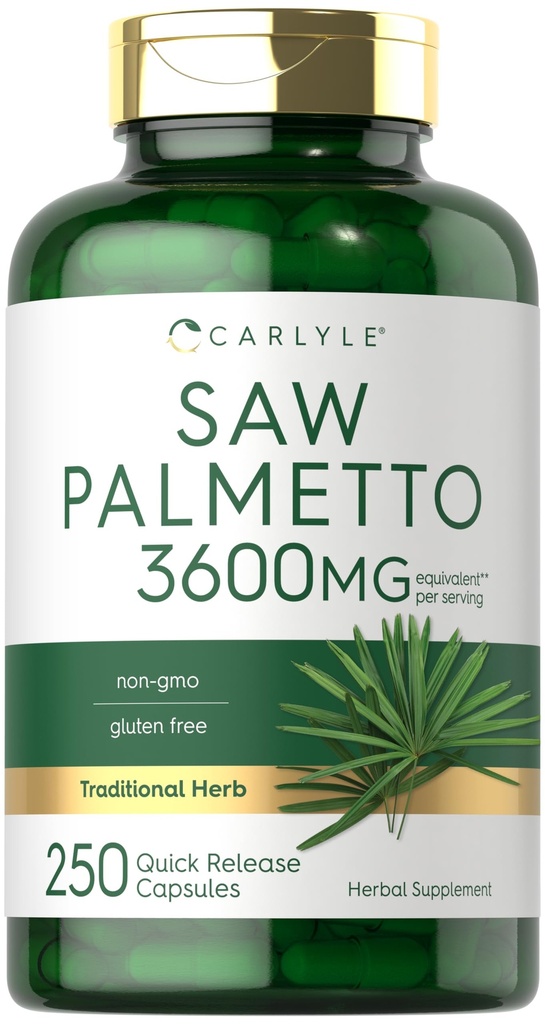 Carlyle Saw Palmetto för män och kvinnor | 3600 mg | 250 kapslar | Herb Extract Supplement | Serenoa Repens | Non-GMO och Gluten Free