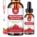 (2 Pack) Magnesium Glycinate Liquid Drops med Citrate & Taurate - Hög Absorption 1000mg Liquid Magnesium Komplex med D3, GABA, L-Theanin för kognition, Muscle & Focus, Raspberry Flavor - 30mL