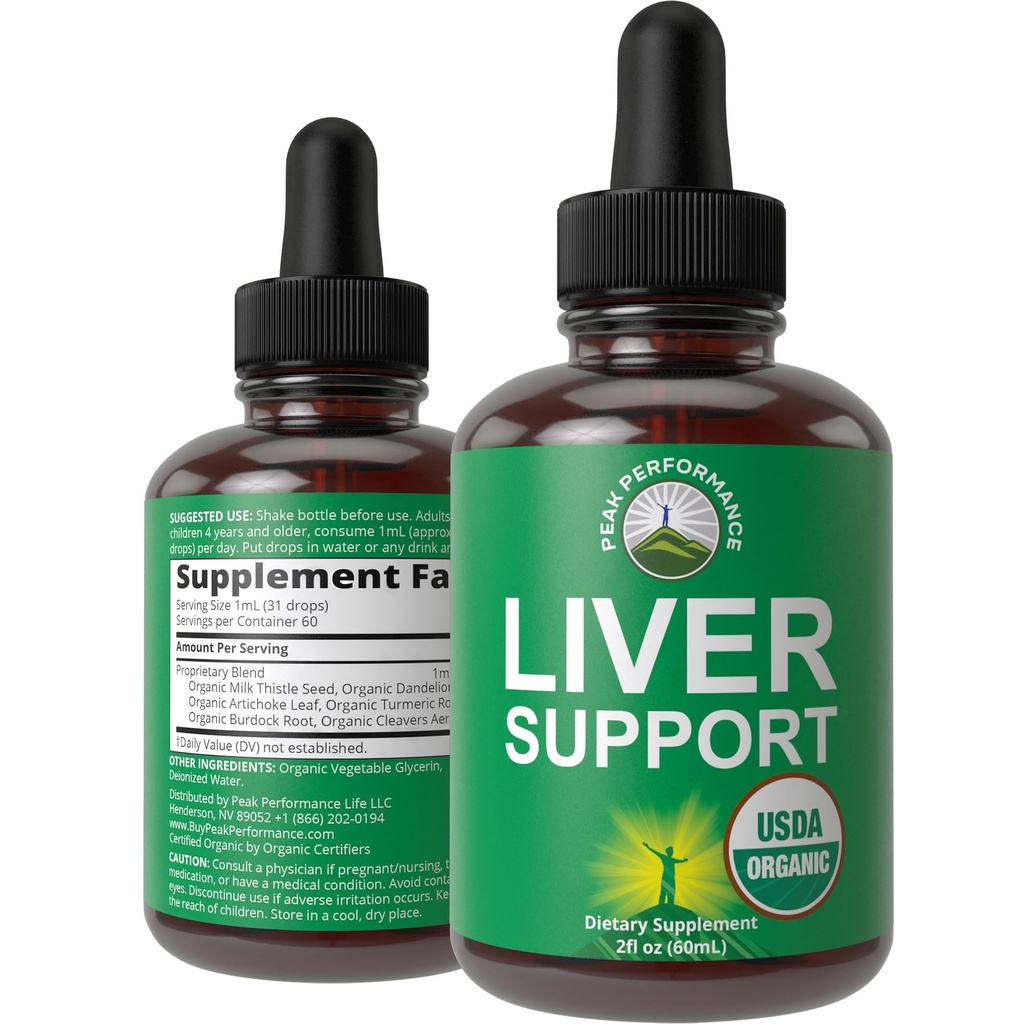 USDA Organic Liver Cleanse Detox & Repair. 6-i-1 Liquid Drops med ekologisk mjölk Thistle, Artichoke Extract och More. Zero Sugar, Liver Health Support Tincture Supplement Alternative till Capsules
