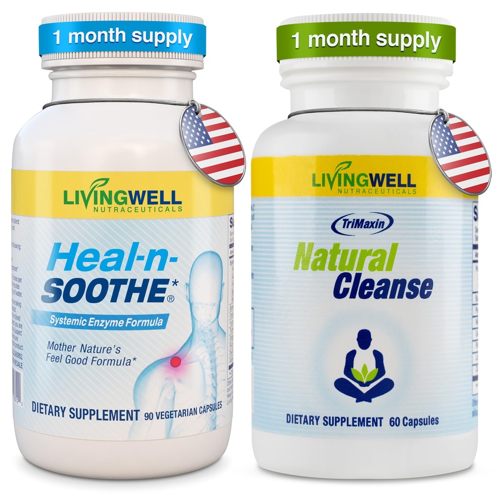 HEAL-N-SOOTHE Natural Cleanse Supplement Proteolytic Enzyme och Natural Digestive Health Supplement