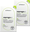 Asprega 30CT - Probiotic + Prebiotic Supplement | 17 Stammar, 35 miljarder CFUs | Fördröjd frisättning | Saccharomyces Boulardii | för Män & Kvinnor | av ScimeraMD, 2-Pack