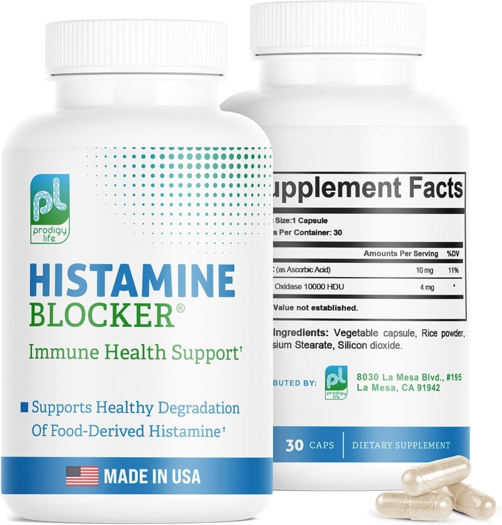 DAO kompletterar histaminblockerare - Avancerad DAO Enzyme Formel och vitamin C för Histamin Digest & Intolerance Support - Diamin Oxidase DAO Supplement, 30 kapslar