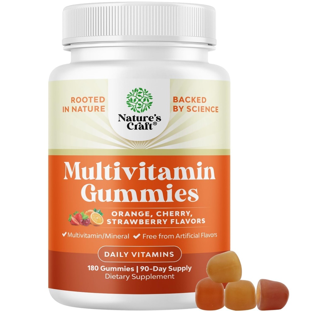 Potent Daily Multivitamin Gummies for Adults - Wellness Blend of Vitamin D A C E B12 Zinc and Biotin - Adult Vitamin Gummy for Energy and Immune Health - Non-GMO Gluten Free and Halal - 180 Count