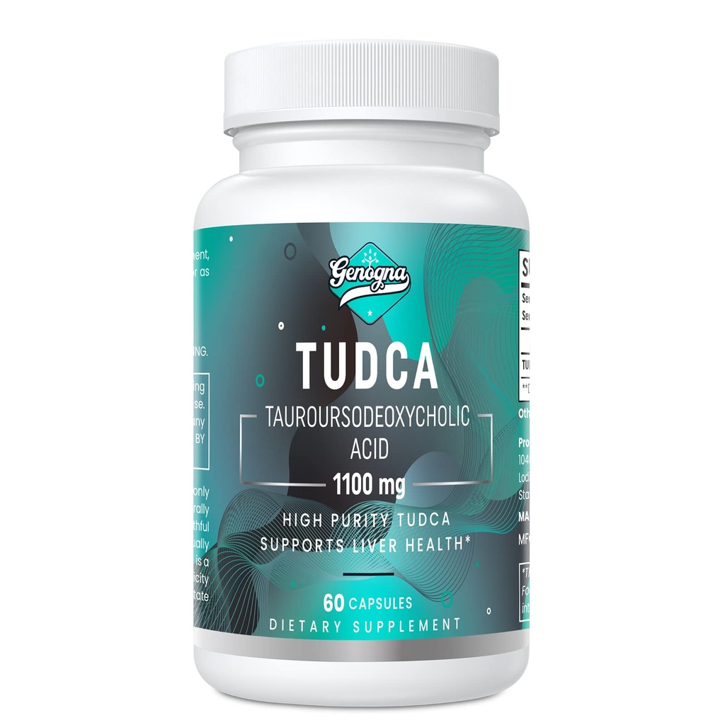 TUDCA 1100mg-Liver Support Supplement för Detox Cleanse, Water-Soluble Bile Salts med stark bitter smak, 60 Vegan kapslar, icke-GMO, Gluten-Free
