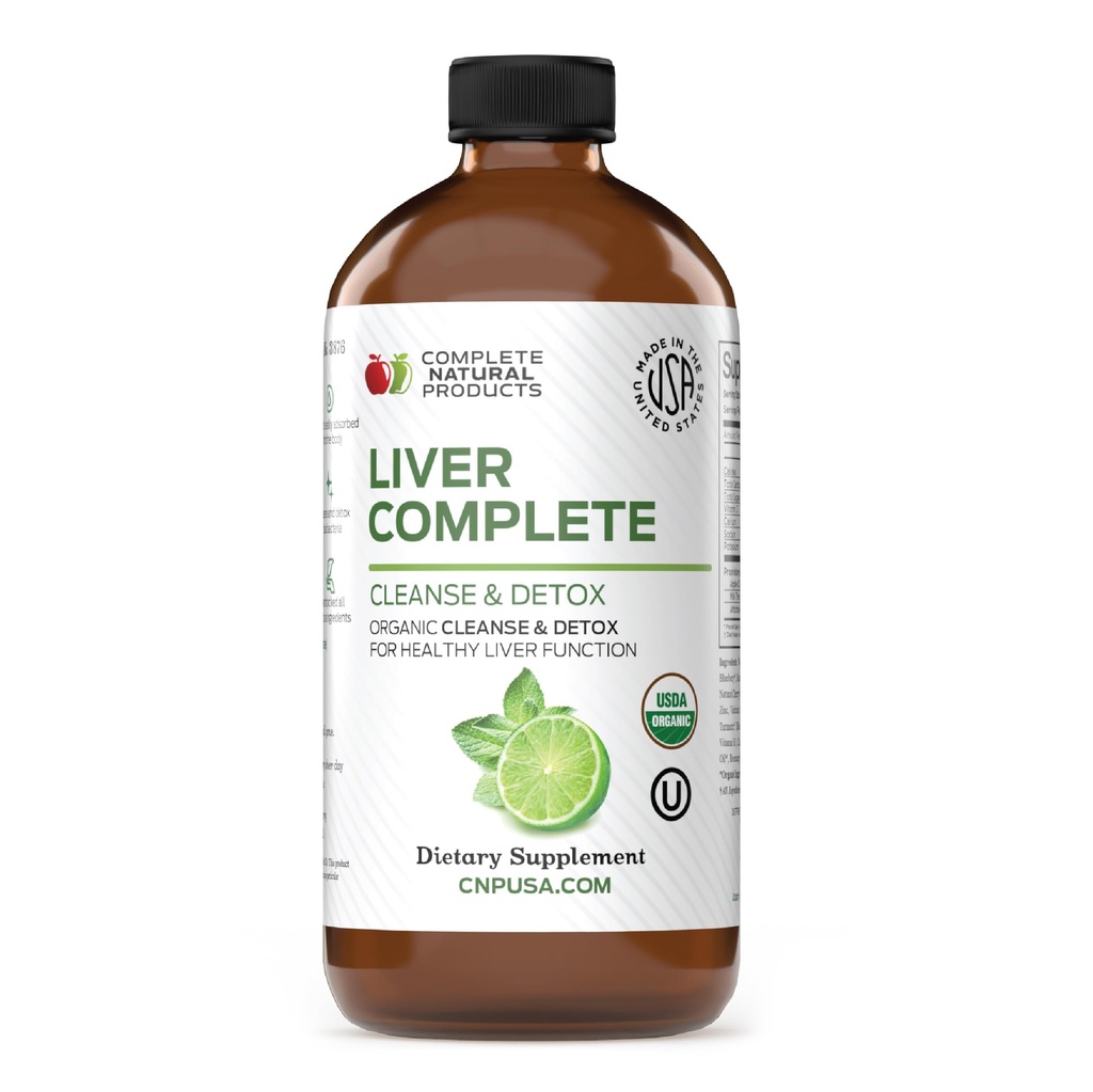 Liver Complete 16oz Support Liquid - Milk Thistle, Chanca Piedra & Dandelion Root - Herbal Cleanse Supplement - Icke-GMO, organiska ingredienser