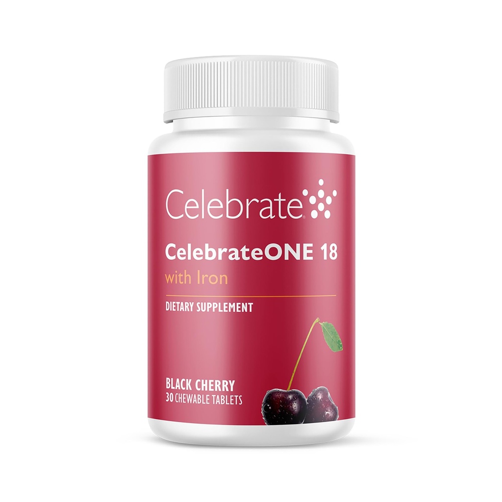 Celebrate Vitamins CelebrateONE 18 Chewables, 18mg Iron - Once Daily Bariatric Multivitamin, Essential Vitamins & Minerals - Gastric Bypass & Sleeve Gastrectomy Supplement - Black Cherry (30 tabletter)