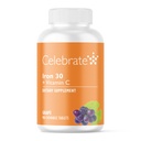 Celebrate Vitamins Iron Supplement med vitamin C - 30mg Iron, 60mg Vitamin C, Bariatric Vitamins för WLS-patienter, Vertikal Sleeve & Gastric Bypass Surgery - Grape, 90 Chewable Tablets