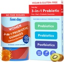Första dagen Kvinnor 3-i-1 Probiotiska Gummies - Prebiotic + Probiotic + Postbiotisk tillskott - Stöder Digestive & Oral Health, Immune Function & Energy Levels - 30-dagars leverans