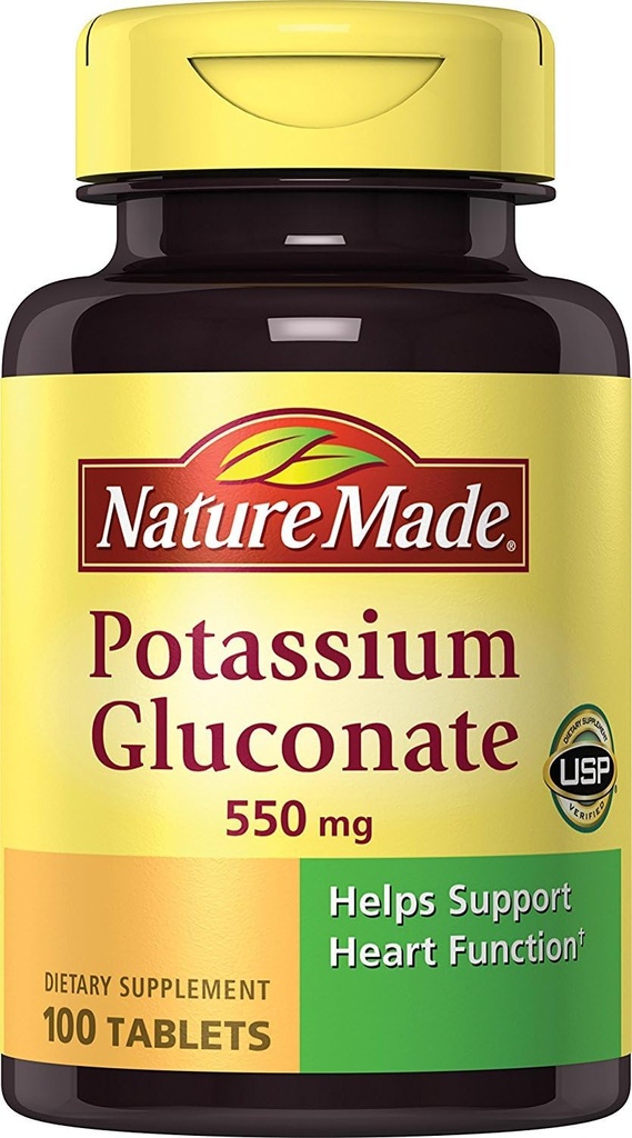 Naturen gjorde kaliumglukonat 550 mg, kosttillskott för hjärthälsostöd, 100 greve (Pack of 3)