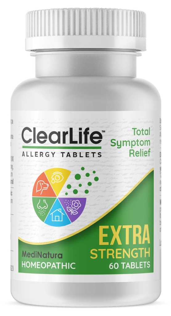 ClearLife Extra Strength Multi-System Allergy Relieving Homeopathic Remedy - 15 kraftfulla aktiva ger potent maximal överbelastning, Itchiness & Sinus Pressure Relief - Non-Drowsy - 60 tabletter
