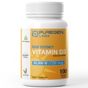 Puregen Labs Vitamin D3 50.000 IE (1250 mcg) 100 veckors leverans för hälsosam muskelfunktion och immunstöd, icke-GMO, Gluten Free 100 Vegetable Capsules