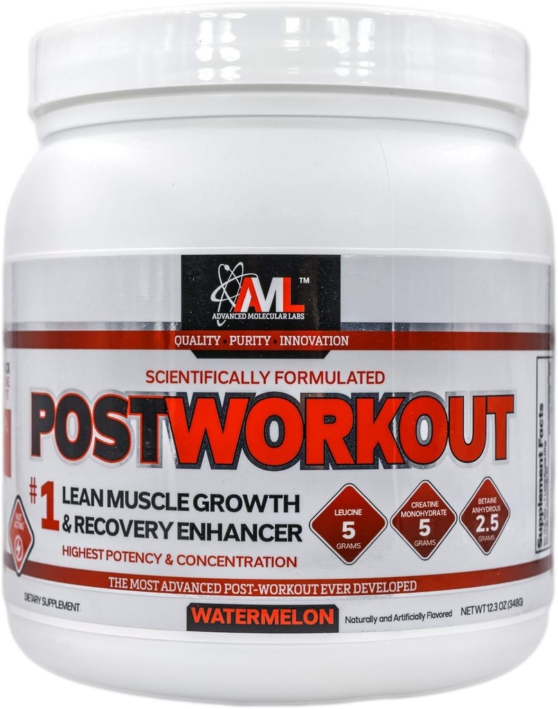 Advanced Molecular Labs - Postworkout Powder, Lean Muscle Growth, Recovery Enhancer, Muscle Building Post Workout Recovery Drink för kvinnor och män, Watermelon, 12.3 oz