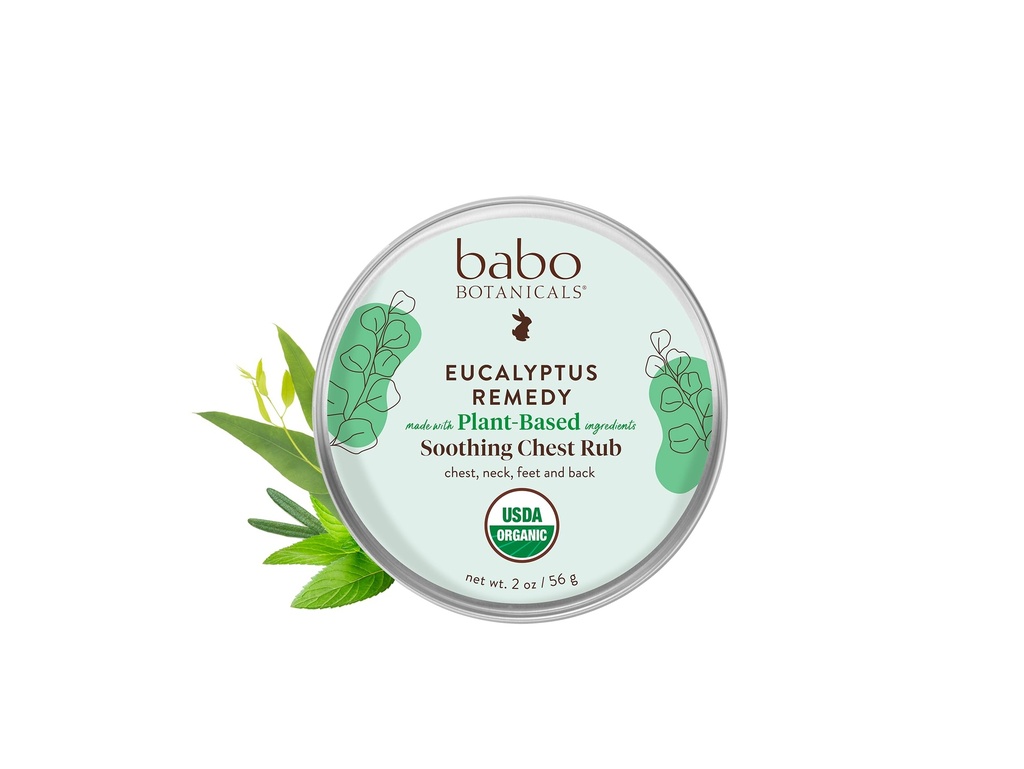 Babo Botanicals Eucalyptus Remedy Plant Based Soothing Chest Rub, Organic, Vegan, Multicolor, 2 Oz