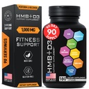 HMB Supplements with Vitamin D3 - 1000mg Calcium Beta-Hydroxy Beta-Methylbutyrate per Servering for Muscle Growth, Strength & Recovery - 180 Gluten-Free, Non-GMO HMB Capsules, 3-Month Supply