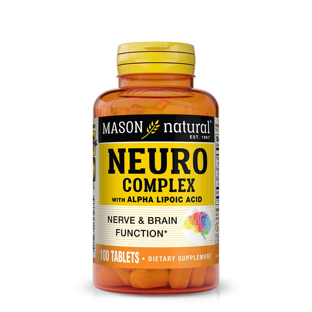 MASON NATURAL Neuro Complex med Alpha Lipoic Acid & Vitamin B12, Lämplig för vegetarianer, 100 tabletter