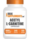 BulkSupplements.com Acetyl L-Carnitine Capsules - ALCAR HCl, Carnitine Supplement - ALCAR Capsules, Acetyl L-Carnitine 1500mg - Gluten Free, 2 kapslar per portion, 240 kapslar