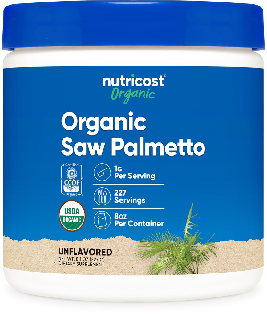 Nutricost Organic Saw Palmetto Powder 8oz - Certifierad USDA Organic Saw Palmetto, Gluten Free