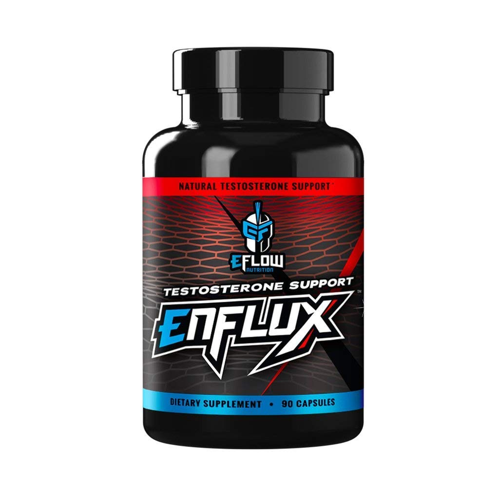 eFlow Nutrition Enflux Natural T Support med KSM-66 Ashwagandha - Tillägg för att stödja Lean Body Mass för män och kvinnor - Fenugreek, DIM, Longjack & AstraGin - 90 kapslar (30 Dag Supply)