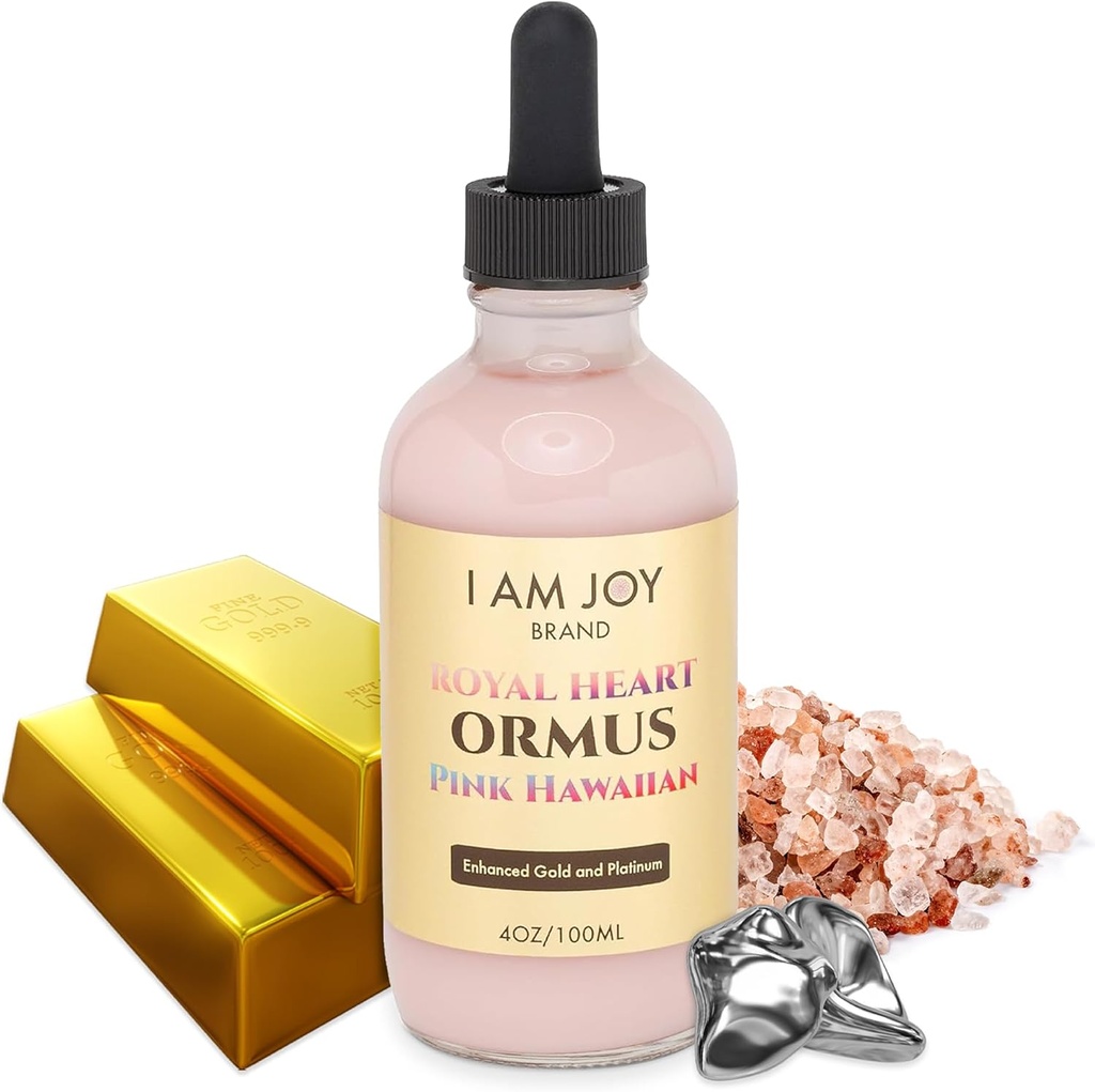 Jag är Joy co. Hawaiian Pink Ormus Monoatomic Gold | Royal Heart Concentrate, Blood Cleanser Detox | med 24k Food-Grade Colloidal Gold | Vortexed, Harmoniskt Structured 528hz 4oz