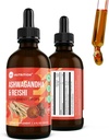 360 Nutrition Ashwagandha & Reishi Root Supplement Drops for Stress Relief, Stamina & Longevity och Energy Support - Vegan Non-GMO Adaptogenic - 4 fl oz, 60 portioner