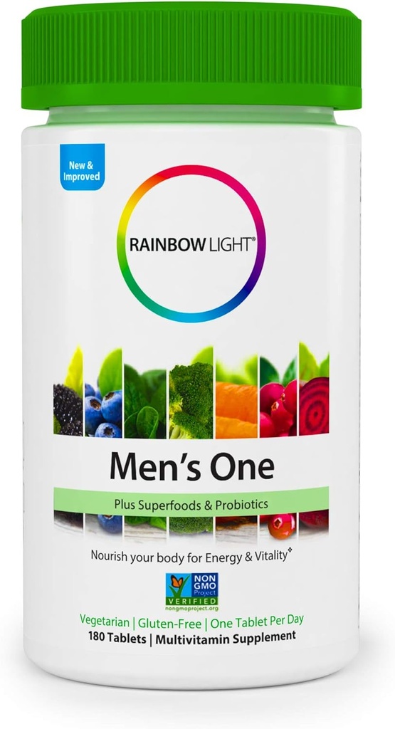 Rainbow Light Mäns One Multivitamin Supplement Netcount (180 tabletter), 180Count
