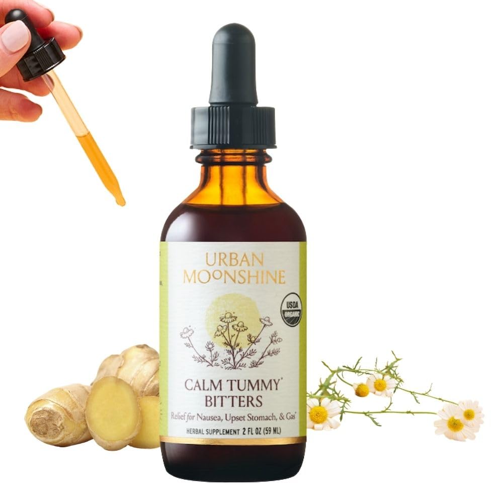 Urban Moonshine Calm Tummy Bitters - Certified Organic - Relief för Nausea & Upset Stomach * - Bloating Relief * - Soothes Digestion * - Digestive Bitters - Gluten Free Herbal Supplement - 2 Fl Oz