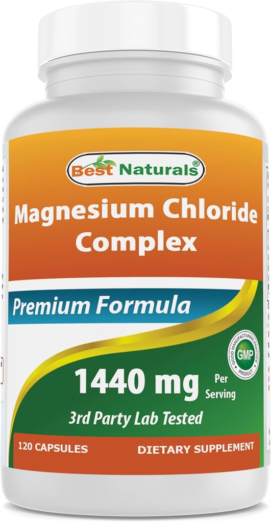 Bästa natur Magnesiumklorid (Cloruro De Magnesio) Komplex 1440 mg per portion - 120 kapslar