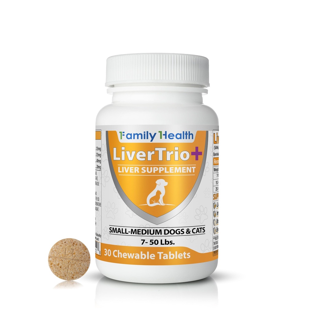 Omfattande Lever Support Supplement för mindre hundar. Smakfulla tabletter som kombinerar samma, SPC, Silybin A + B, + Glutathione 30Ct (Små - Medium)
