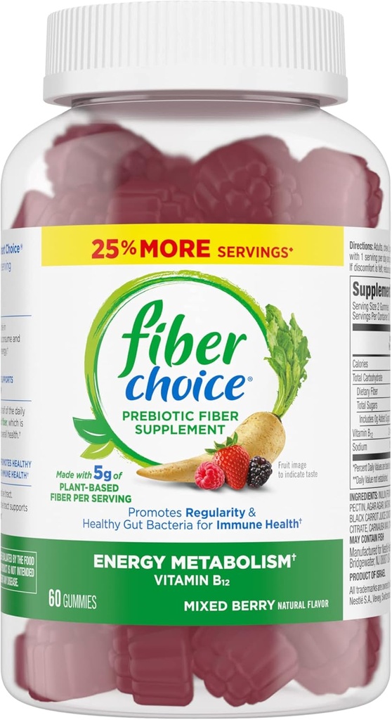 Fiber Choice 5g Gummies, Mixed Berry, 60ct | Avvecklad av tillverkaren