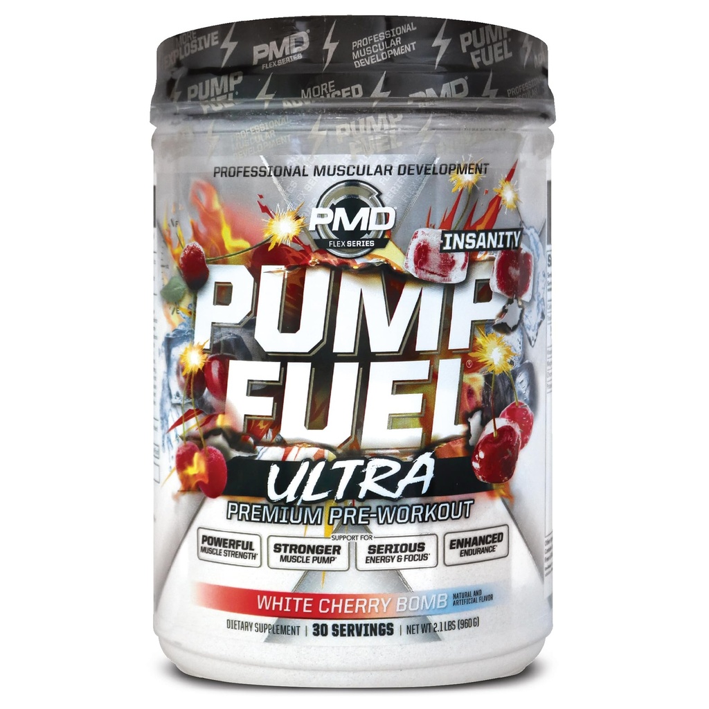 PMD Sport Pump Fuel Ultra Insanity - Premium Pre Workout Powder & Muscle Pump, större fokus, uthållighet och återhämtning, Premium Creatine, Arginine & Beta Alanine - Cherry Bombsicle (30 portioner)