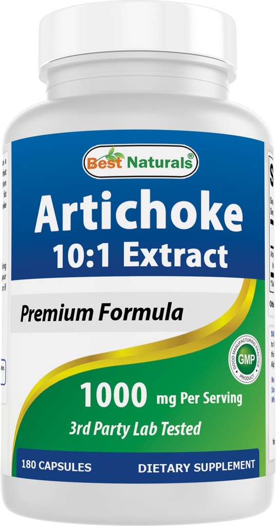 Bästa Naturals Artichoke Extract 1000 mg Per servering- 3rd Party Lab Testad - 180 kapslar
