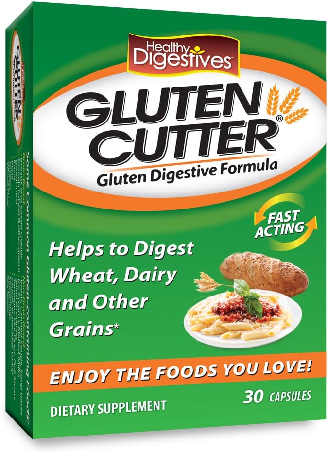 Friska Digestives Gluten Cutter Enzyme Formel - Hjälper till att förbättra dina kroppar Gluten Digestion och assist i att bryta ner vete, mejeri och andra korn - kapslar - 30 portioner