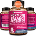Hormonbalans + Probiotika för kvinno- naturlig klimakteriet lättnad, vikthantering, uppblåsthet, heta blinkar, PMS | Organisk Maca, Chasteberry, Dong Quai & Black Cohosh | Non GMO | 120 V kapslar